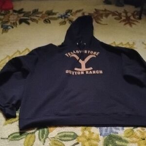 Hanes Black Hoodie with Orange Print